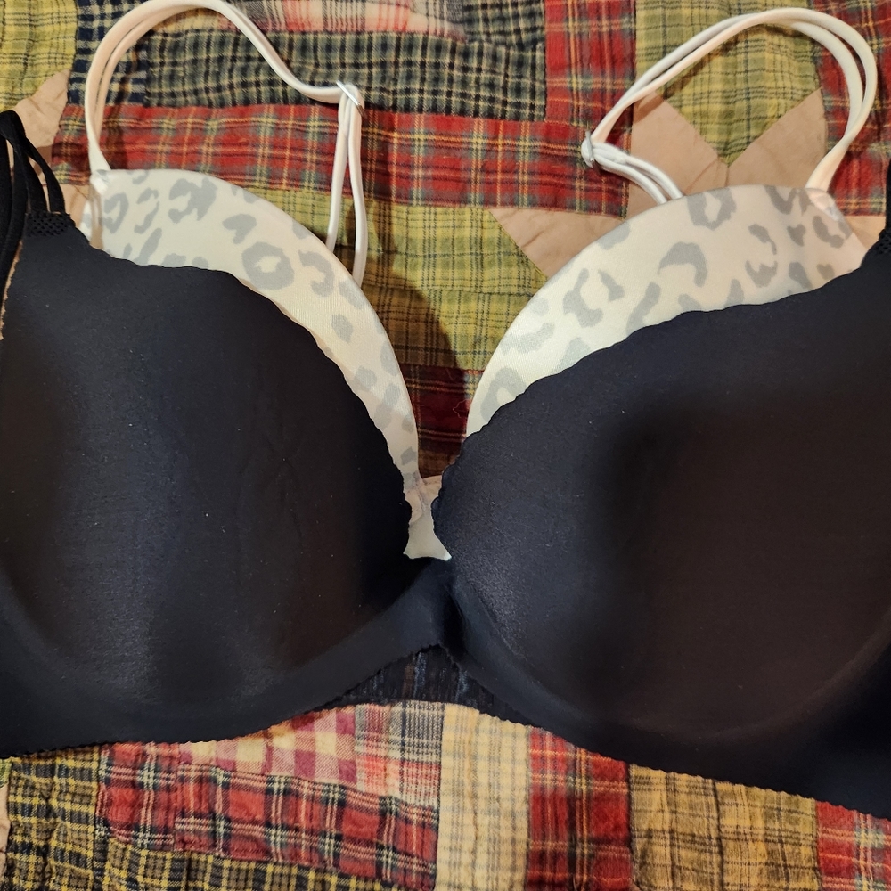 PINK Push-up plunge and Y2K Angel Secret Embrace bras.